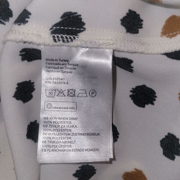 H&M Cleft Open Back Polka Dot White Black and Brown Open Back Midi Dress 4 - Picture 12 of 13